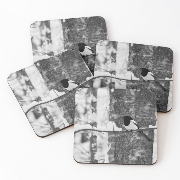 Item preview, Blue winter  forest. Eurasian magpie bw designed and sold by Jouko Lehto Photography.