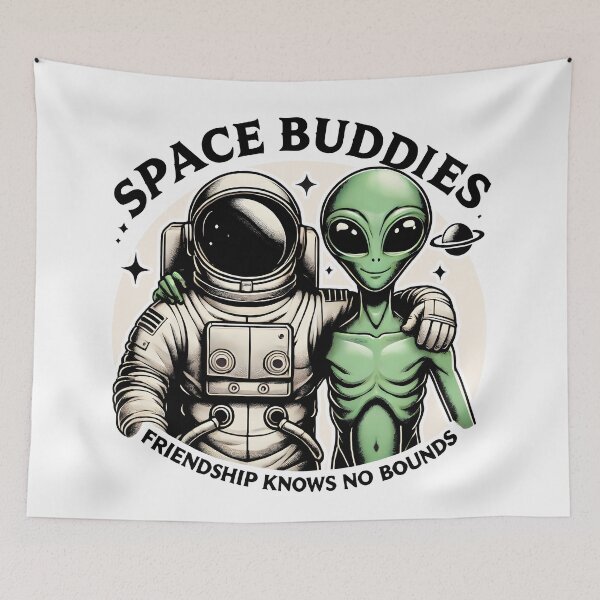 Item preview, Space Buddies Astronaut and Alien Friendship Design designed and sold by DrawHandArt.