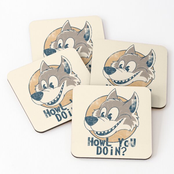 Item preview, Howl You Doin - Vintage Cartoon Wolf Head designed and sold by FlashCraft Design.