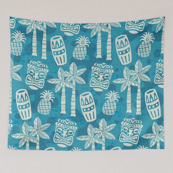Item preview, Retro Mid Century Modern Tiki Pattern Blue designed and sold by tonymagnerart.