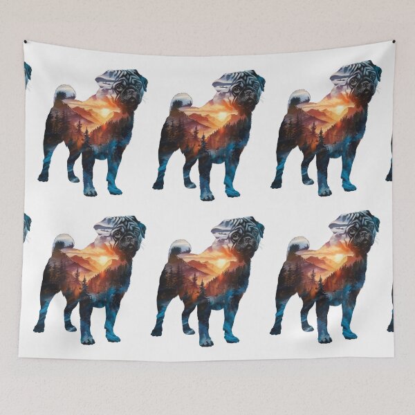 Item preview, Pug Silhouette Nature Scene – Unique Dog Lover's Gift designed and sold by Shabby Script Archive | Digital Designer .