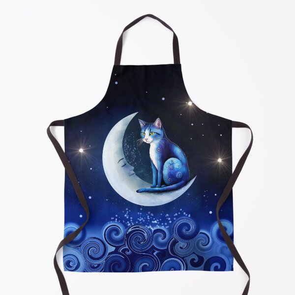 Item preview, Blue Cat on Crescent Moon Cat 773 designed and sold by artbylucie.