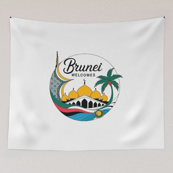Item preview, Brunei Welcomes Flag Map Bandar Seri Begawan designed and sold by AnimalsDH305.