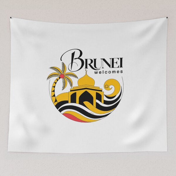 Item preview, Brunei Welcomes Flag Map Bandar Seri Begawan designed and sold by AnimalsDH305.