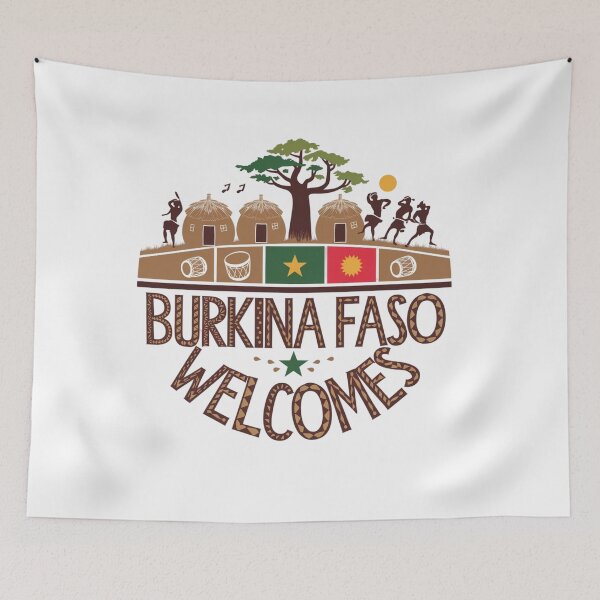 Item preview, Burkina Faso Welcomes Flag Map Ouagadougou, Bobo-Dioulasso designed and sold by AnimalsDH305.