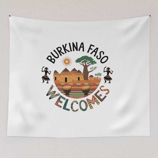 Item preview, Burkina Faso Welcomes Flag Map Ouagadougou, Bobo-Dioulasso designed and sold by AnimalsDH305.