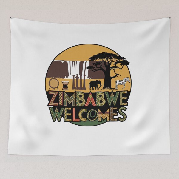 Item preview, Zimbabwe Welcomes Flag Map Victoria Falls, Harare designed and sold by AnimalsDH305.