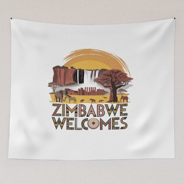 Item preview, Zimbabwe Welcomes Flag Map Victoria Falls, Harare designed and sold by AnimalsDH305.