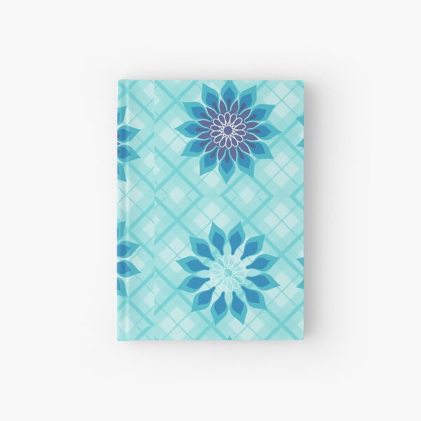 Blue Green Plaid Flowers Hardcover Journal