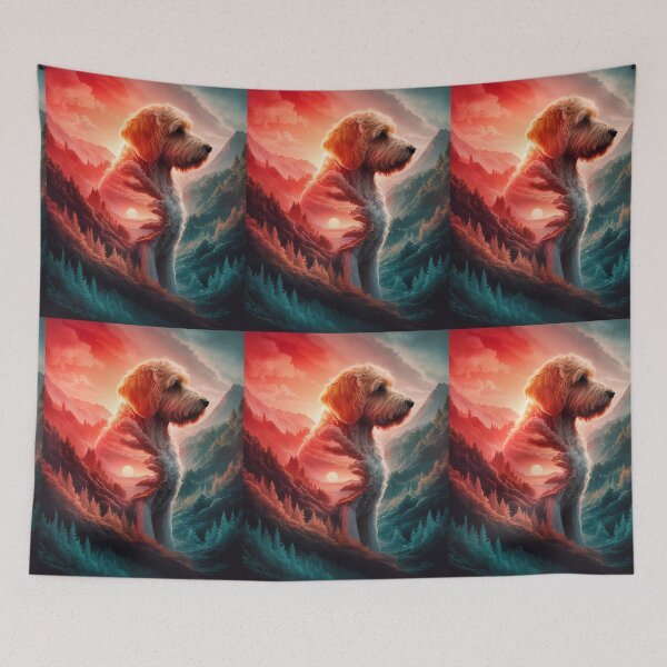 Item preview, Goldendoodle Nature Silhouette T-Shirt – Perfect for Dog and Outdoor Lovers designed and sold by Shabby Script Archive | Digital Designer .