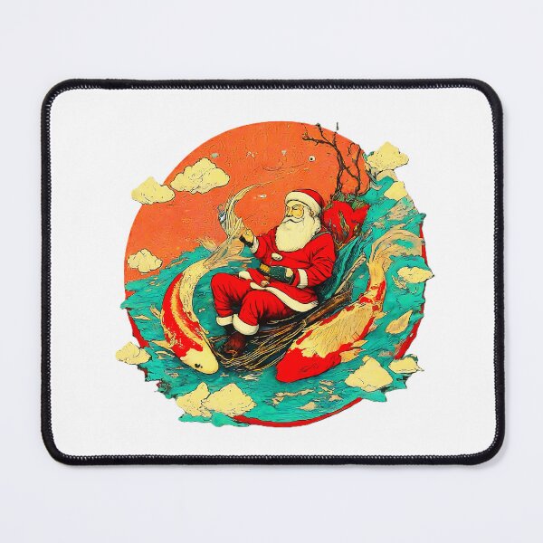 Item preview, Santa Claus Riding Koi Fish , Unique Santa Christmas , Colorful Santa Ar, Fun Holiday Graphic , Santa Fantasy designed and sold by Indyadizine.