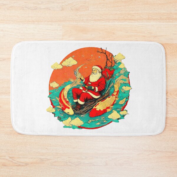 Item preview, Santa Claus Riding Koi Fish , Unique Santa Christmas , Colorful Santa Ar, Fun Holiday Graphic , Santa Fantasy designed and sold by Indyadizine.