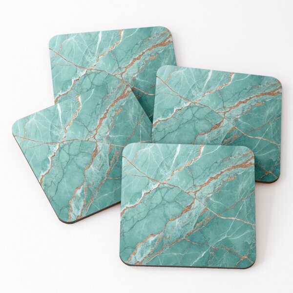Item preview, Aqua Green Marble Texture with Brown Crackle Veins designed and sold by Alihassan-Art.