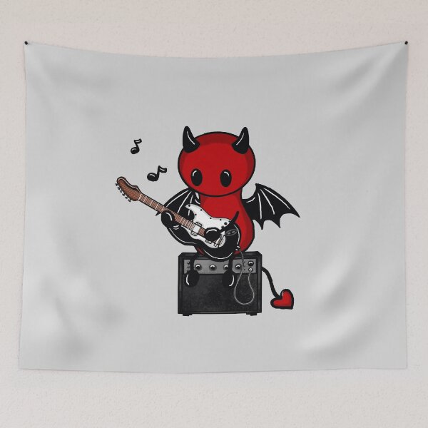 Item preview, cute devil on e guitar designed and sold by Pezi-Creation.