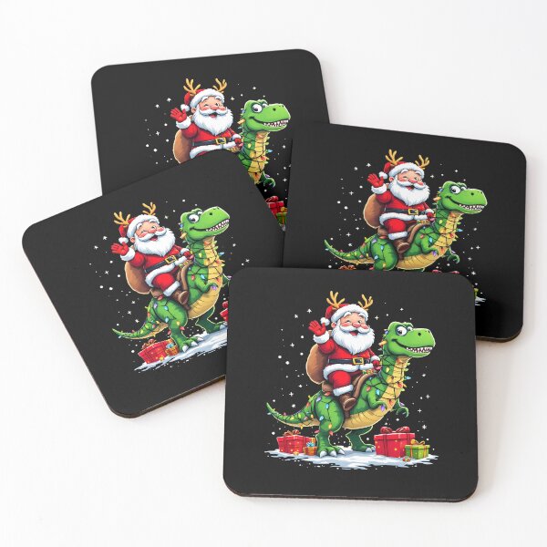 Item preview, Funny Santa Claus on Dino with String of Lights designed and sold by Channel1Design.