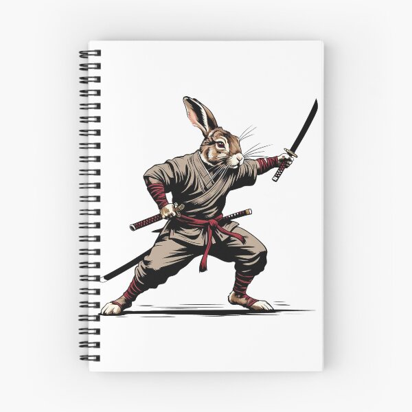Item preview, Samurai Warrior Rabbit in Action – Martial Arts Animal Art designed and sold by ArtsyWishesShop.