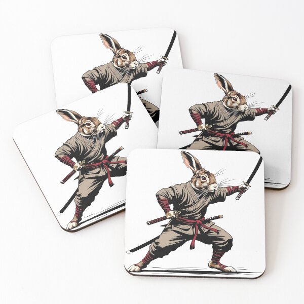 Item preview, Samurai Warrior Rabbit in Action – Martial Arts Animal Art designed and sold by ArtsyWishesShop.