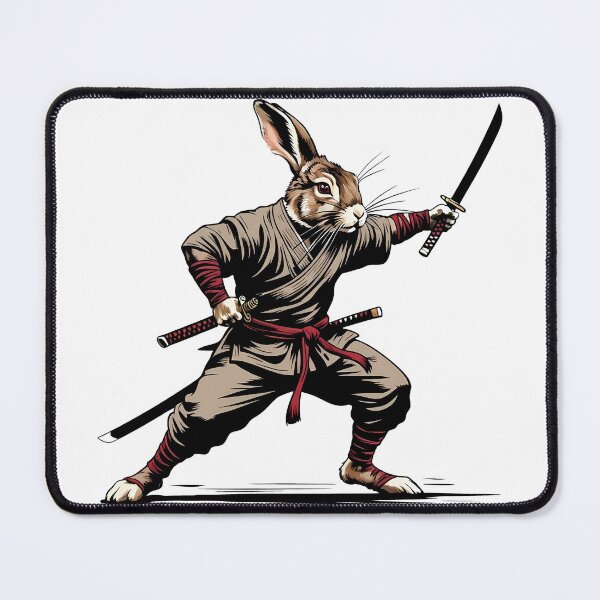 Item preview, Samurai Warrior Rabbit in Action – Martial Arts Animal Art designed and sold by ArtsyWishesShop.
