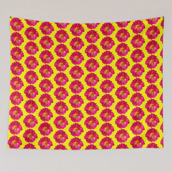 Item preview, Pink flowers , yellow background  designed and sold by Lauracolleen3.