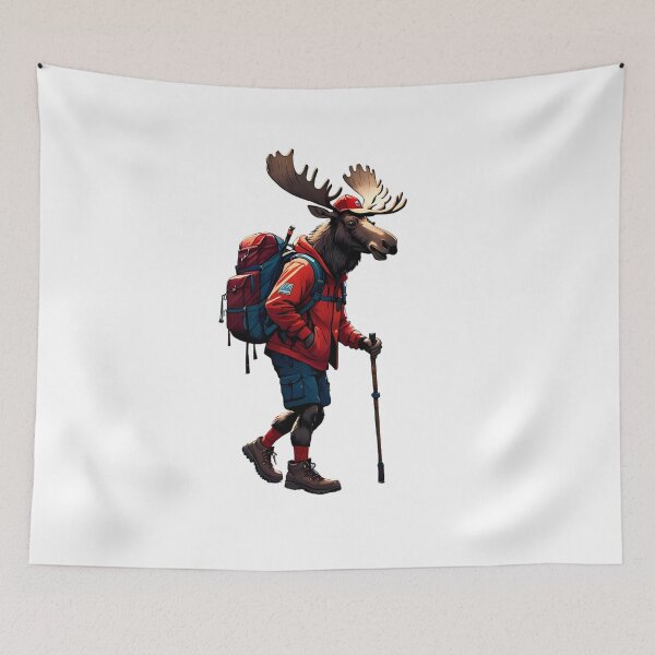 Item preview, Hiking with moose illustration designed and sold by simaso.