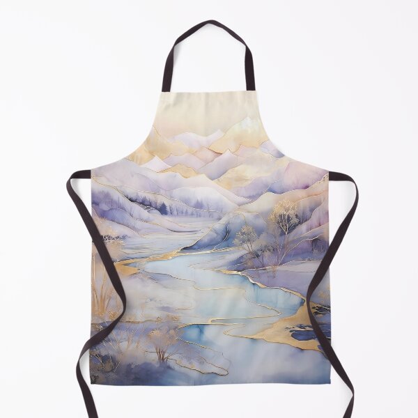 Item preview, Mountains and river covered with gold. Mountain landscape. Pastel colors. designed and sold by MagelliShop.