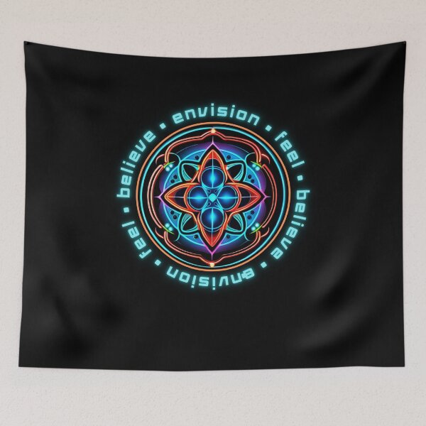 Item preview, Sacred Geometry Cymatics Vibration & Flower of Life FourPoint Cyan designed and sold by Zeporas Castle.