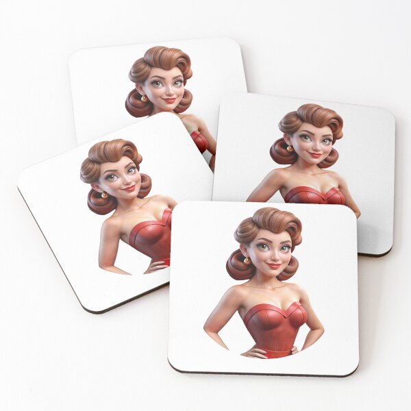 Item preview, Animated Female Character with Auburn Hair and Red Dress on Black designed and sold by Creative88Art.
