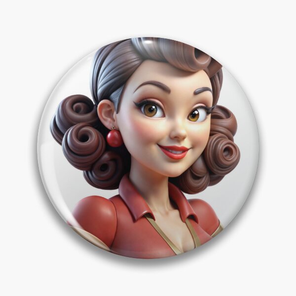 Item preview, 3D Retro Character with Voluminous Hair and Vintage Attire designed and sold by Creative88Art.