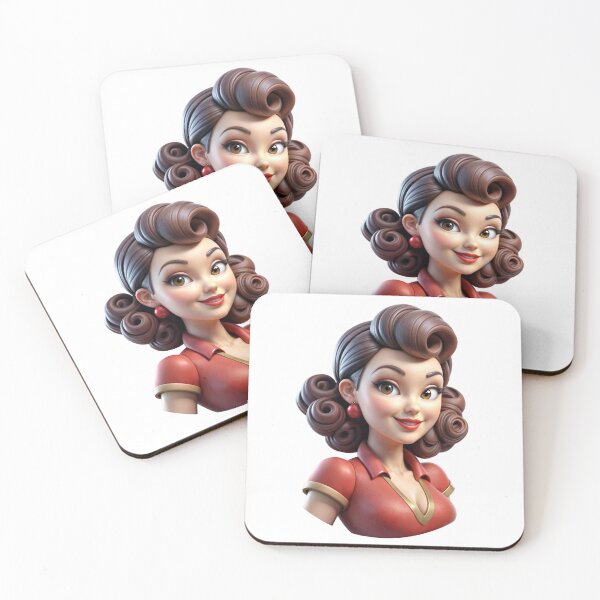 Item preview, 3D Retro Character with Voluminous Hair and Vintage Attire designed and sold by Creative88Art.