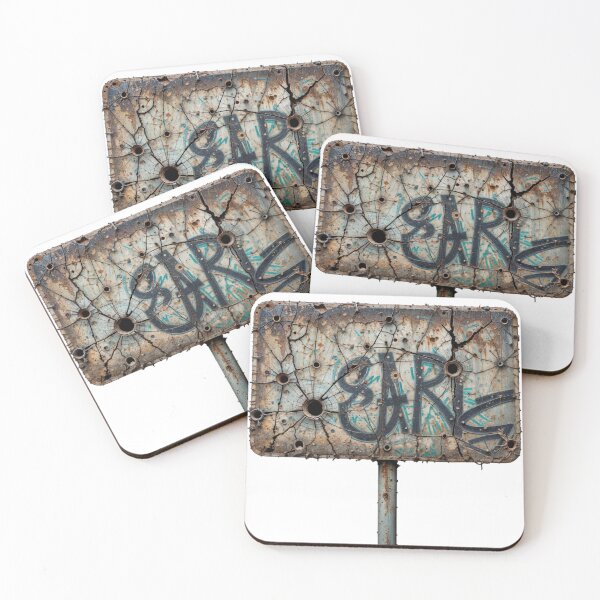 Item preview, Weathered Metal Sign with Graffiti and Bullet Holes on Black Background designed and sold by Creative88Art.