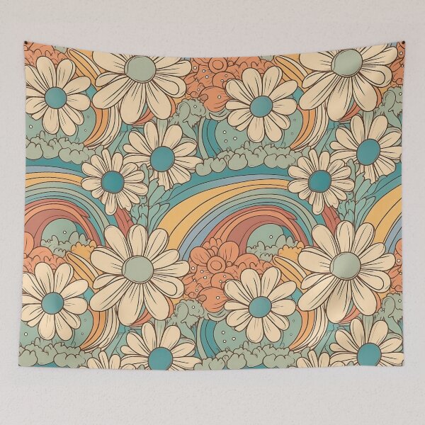 Item preview, Retro Rainbows and Flowers designed and sold by Djarainj.