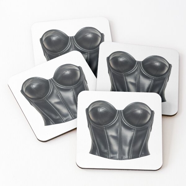 Item preview, Black Leather Corset with Sweetheart Neckline on Black Background designed and sold by Creative88Art.