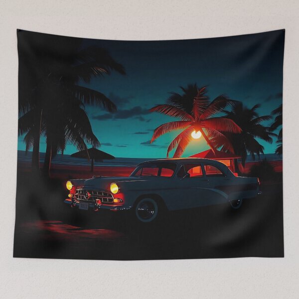 Item preview, Retro Beach Car with Dramatic Lighting designed and sold by irynaartbyim.