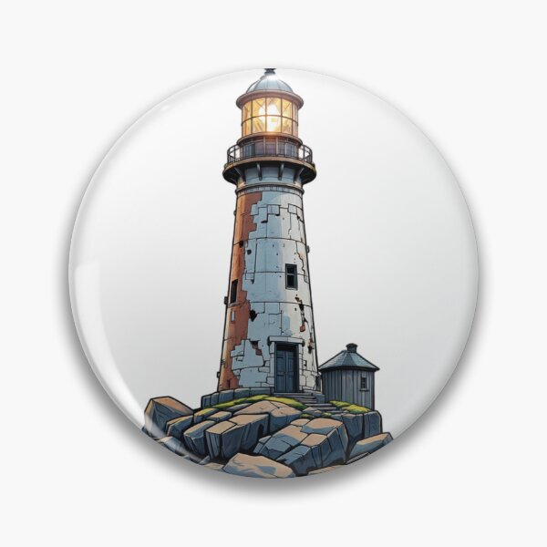 Item preview, Solitary Lighthouse on Rugged Rock Outcrop with Keeper's House designed and sold by Creative88Art.