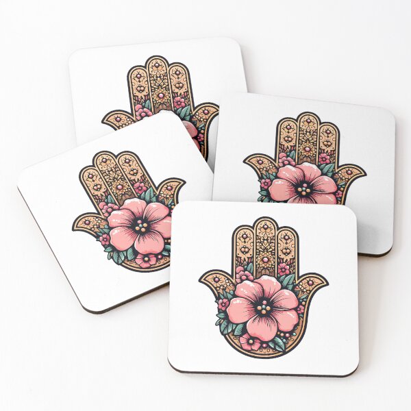 Item preview, Hamsa Hand with Pink Flower Design designed and sold by Coffee Lifestyle.