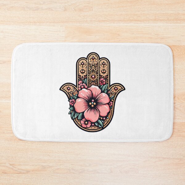 Item preview, Hamsa Hand with Pink Flower Design designed and sold by Coffee Lifestyle.