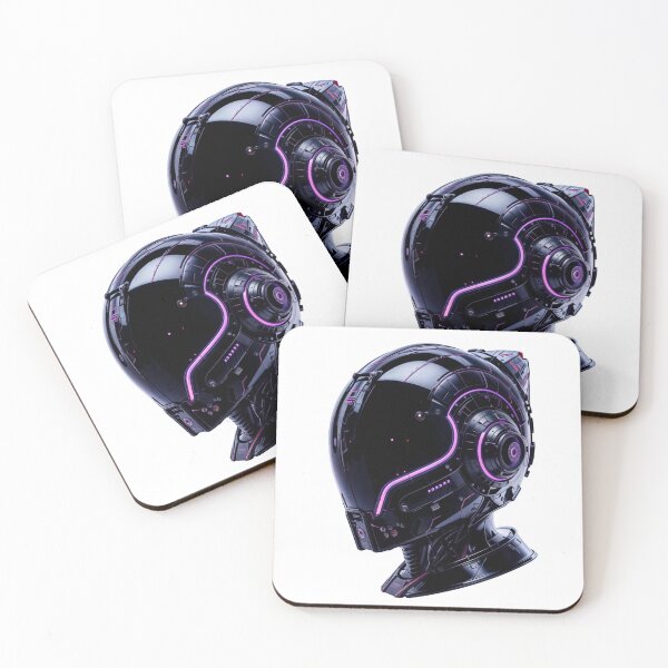 Item preview, Futuristic Helmet with Glowing Purple Accents on Black Background designed and sold by Creative88Art.