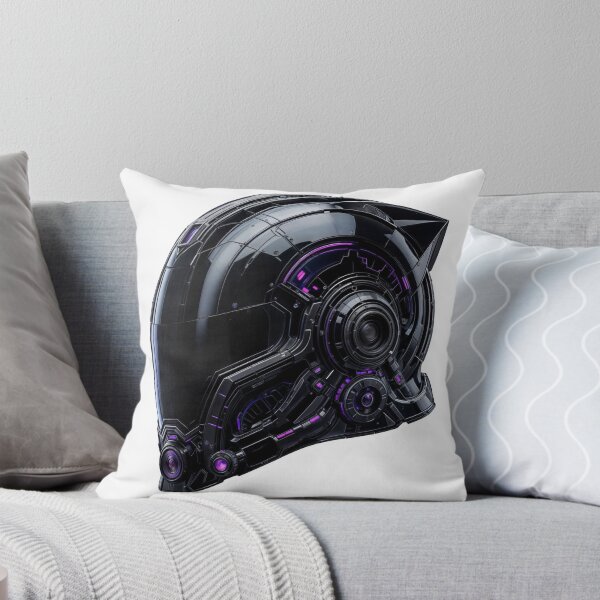 Item preview, Futuristic Helmet with Glossy Black Finish and Purple Accents designed and sold by Creative88Art.