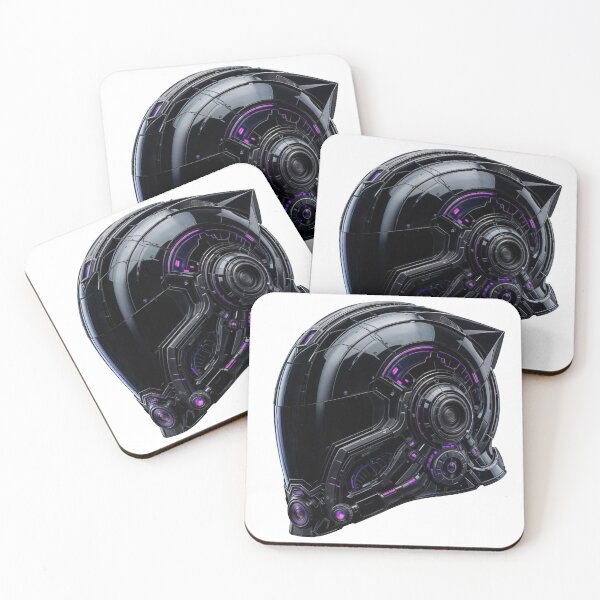 Item preview, Futuristic Helmet with Glossy Black Finish and Purple Accents designed and sold by Creative88Art.