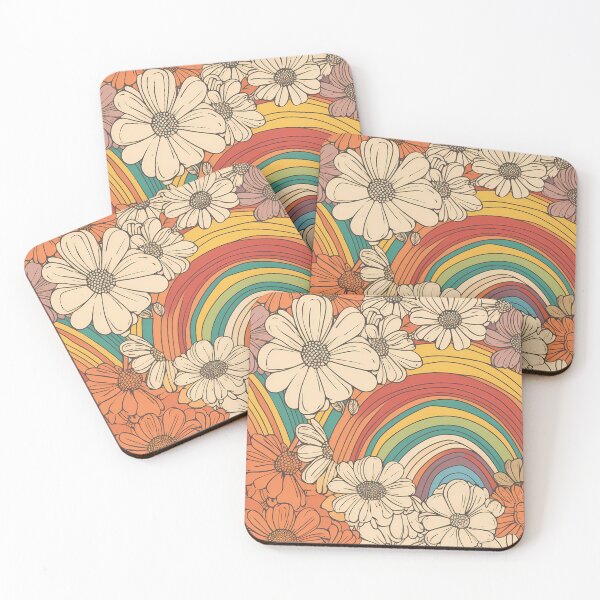 Item preview, Retro Flowers and Rainbows in the Garden. designed and sold by Djarainj.
