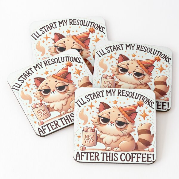 Item preview, Funny cat - Resolutions After My Coffee designed and sold by p-coq.