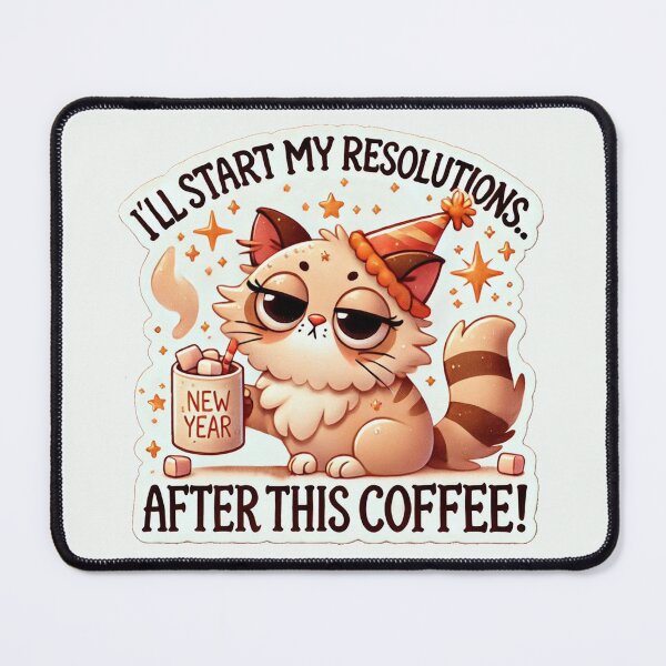 Item preview, Funny cat - Resolutions After My Coffee designed and sold by p-coq.