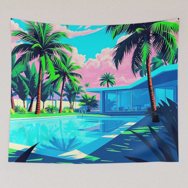 Item preview, Tropical Retreat with Pool designed and sold by irynaartbyim.