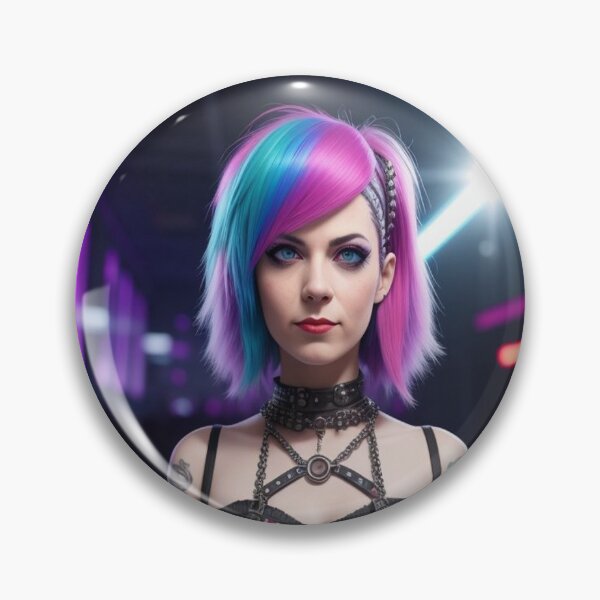 Item preview, Techno Punk Girl Blue Pink Hair  designed and sold by highplacidity.
