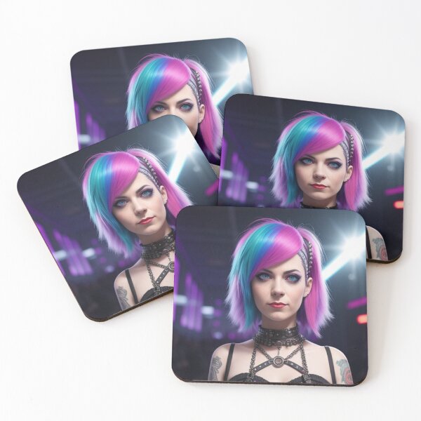 Item preview, Techno Punk Girl Blue Pink Hair  designed and sold by highplacidity.