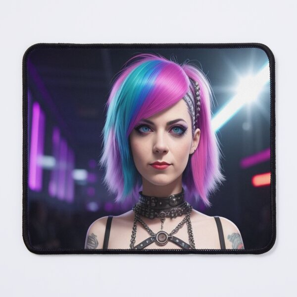 Item preview, Techno Punk Girl Blue Pink Hair  designed and sold by highplacidity.