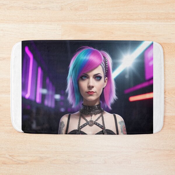 Item preview, Techno Punk Girl Blue Pink Hair  designed and sold by highplacidity.