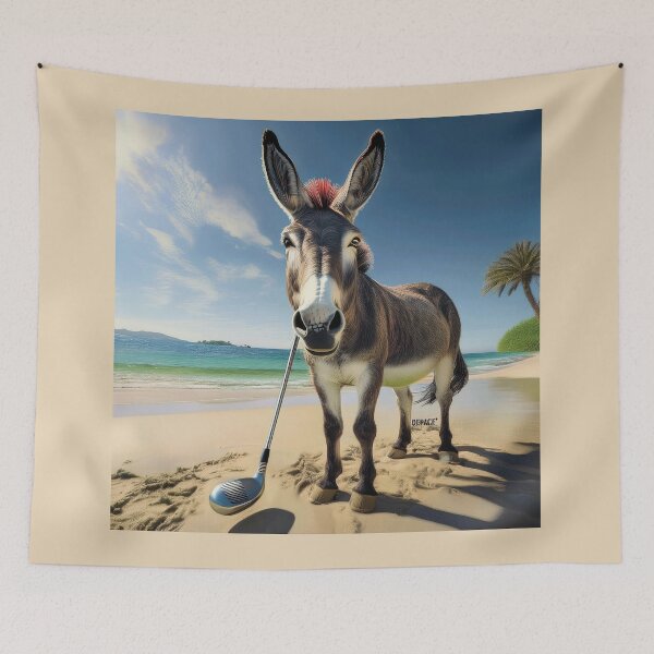 Item preview, Playful Print of a Donkey Playing Golf on the beach - dePace' designed and sold by mrpropcake.