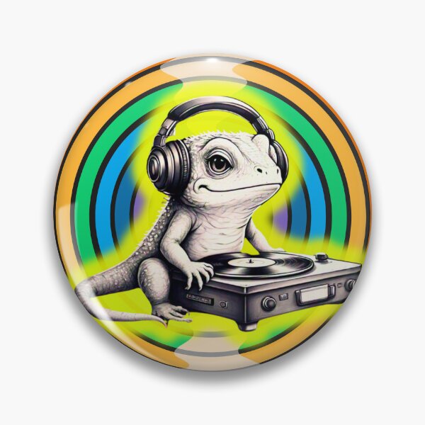 Aperçu de l'œuvre Groovy Lizard écoute du vinyle créée et vendue par JCRockDesign.