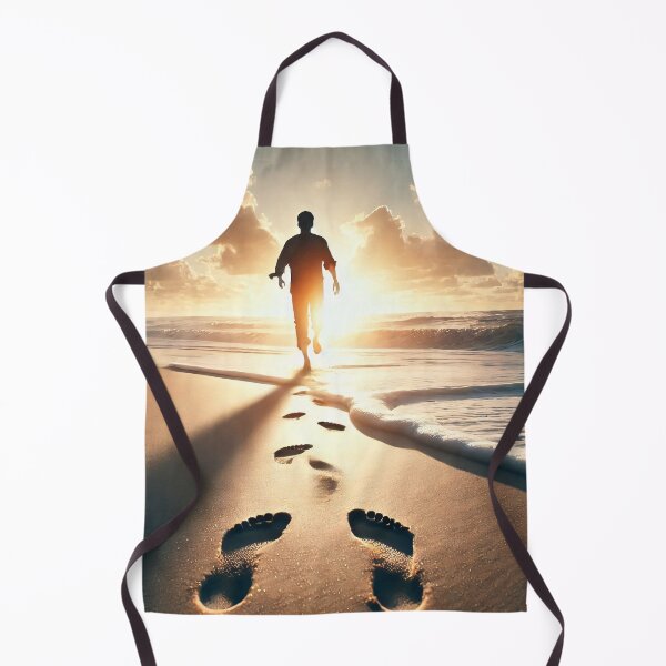 Item preview, A man walks along a beach at sunset, leaving footprints in the sand as waves gently wash ashore designed and sold by homydesign.
